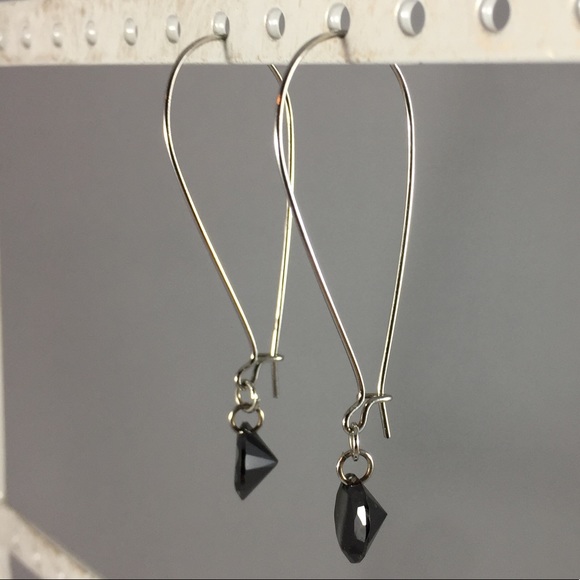 Black Diamond Hoop Earrings - Picture 4 of 8